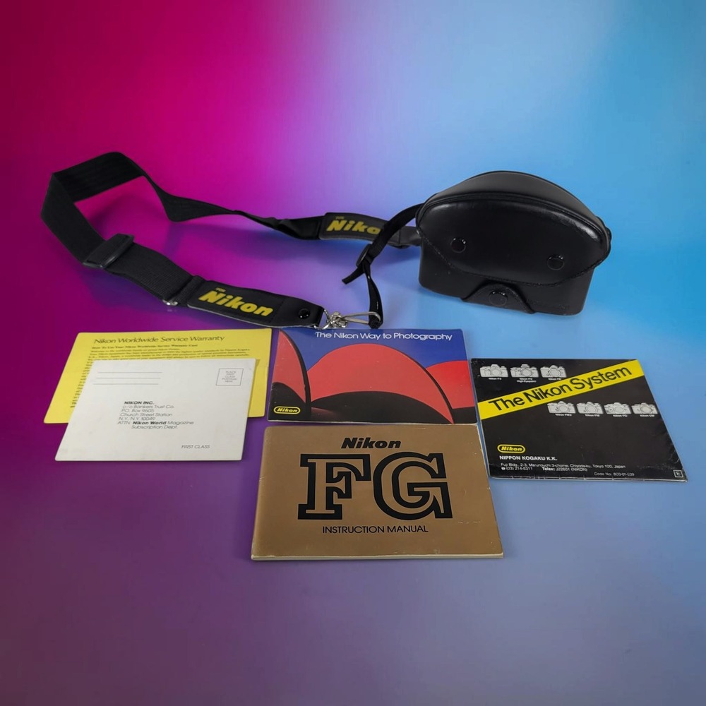 Nikon FG 35mm SLR Film Camera Body Case Manuals Strap Bundle No Lenses CF-17